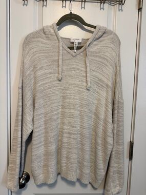 Soma Light Heathered Cream Scoop Neck Hoodie Sweater